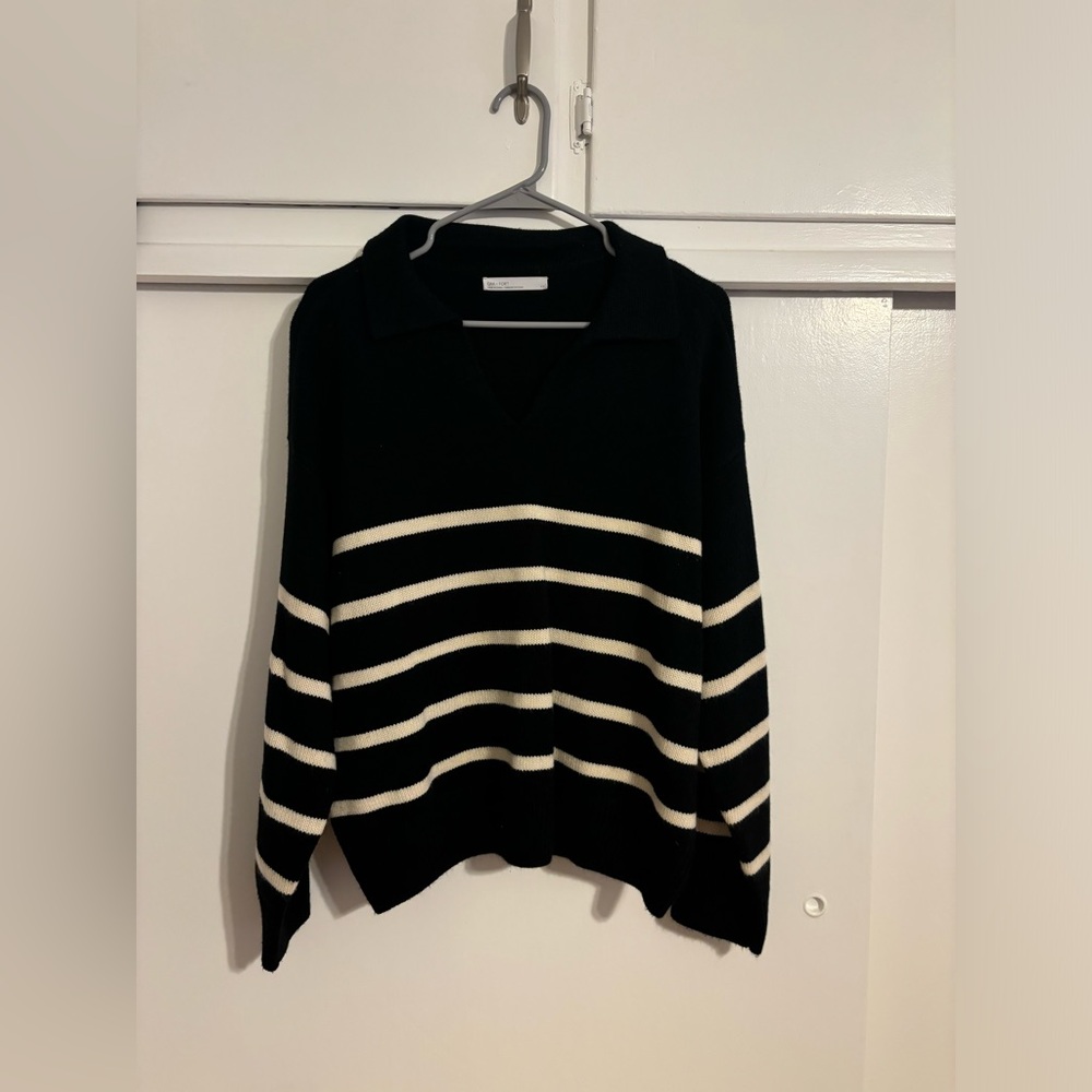 Oak + Fort Striped Collared Sweater